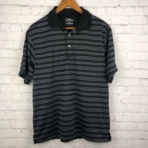 PGA Tour Black Striped Polo Men's Sz Medium